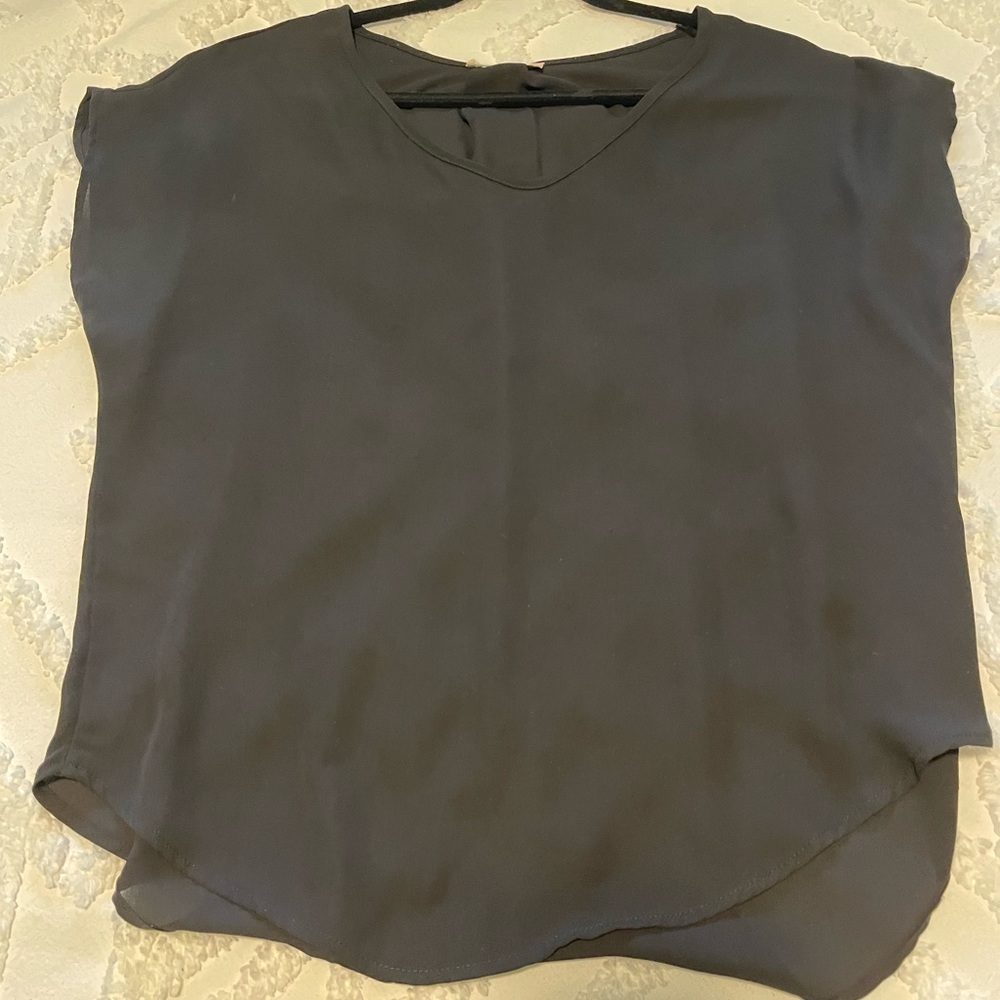 Lush small black cap sleeve blouse